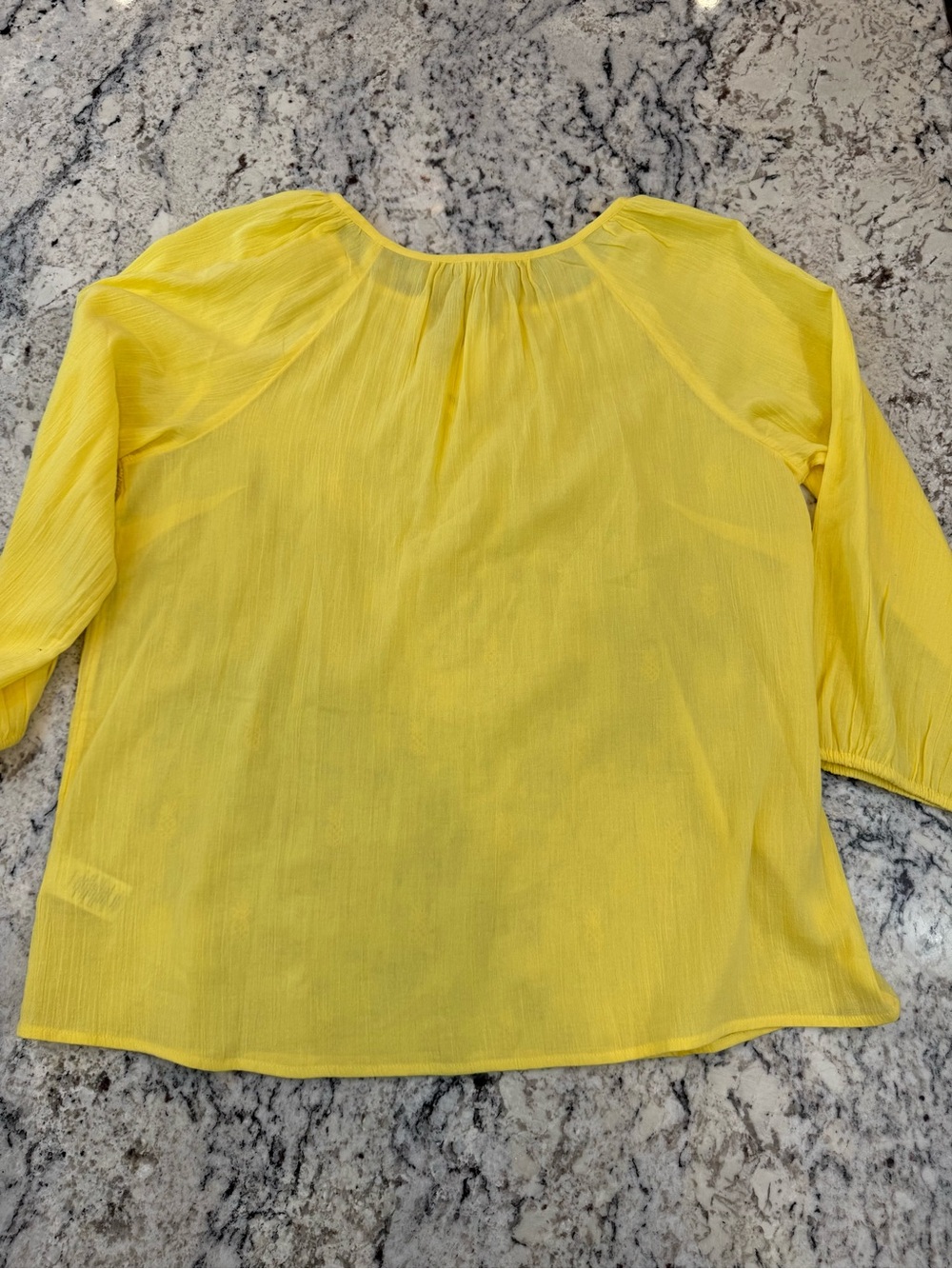NWT Talbots Yellow Pineapple Embroidered Cotton Blouse Medium 3/4 Sleeve - Picture 9 of 9